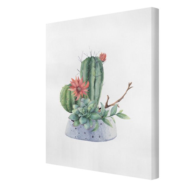 Quadro su tela - Illustrazione di cactus in acquerello
