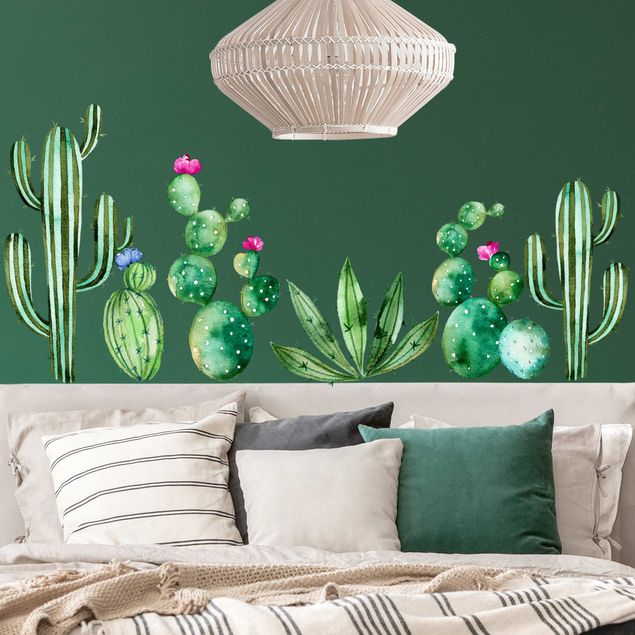 Adesivo murale - Set di cactus dell'acquerello