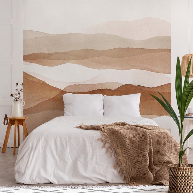 carta da parati effetto acquerello Paesaggio in acquerello montagne di sabbia