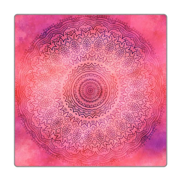 Tappeti  - Mandala in acquerello rosa e viola