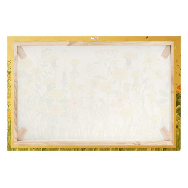 Stampa su tela - Prato fiorito in acquerello giallo - Orizzontale 3x2
