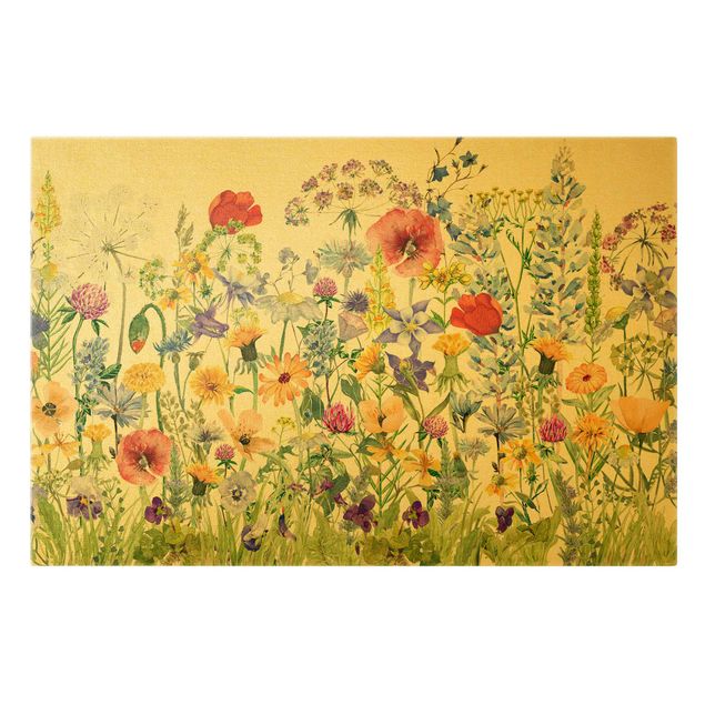 Stampa su tela - Prato fiorito in acquerello - Orizzontale 3x2