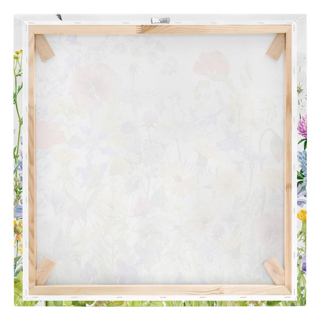Stampa su tela - Prato fiorito in acquerello - Quadrato 1x1