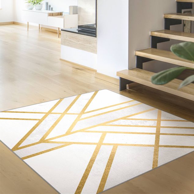 Tappeti moderni Geometria Art déco in bianco e oro
