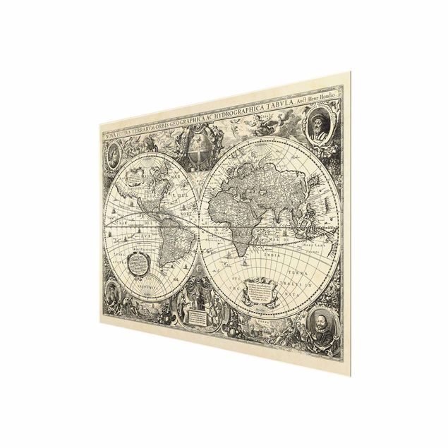 Quadro in vetro - Illustrazione Vintage Mappa del mondo antico - Orizzontale 3:4