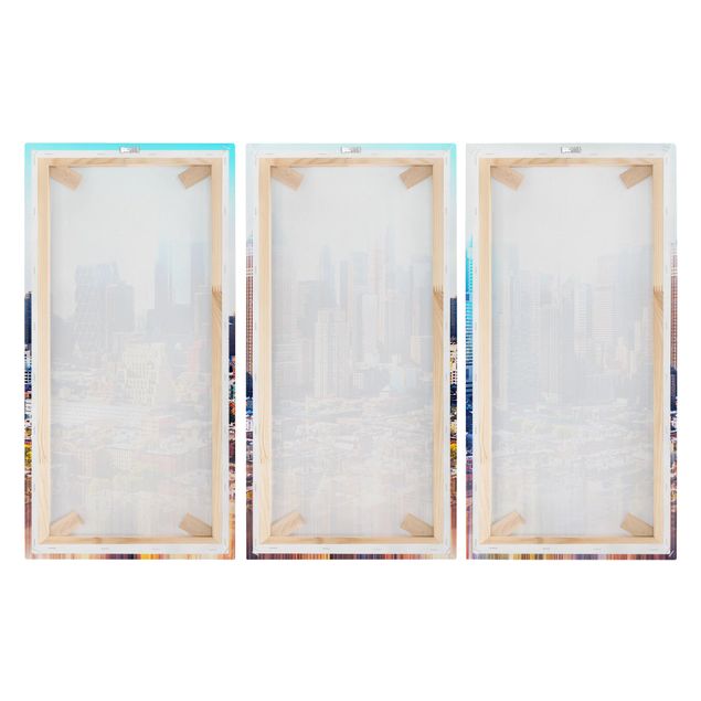 Stampa su tela 3 parti - Manhattan Skyline Urban Stretch - Verticale 2:1