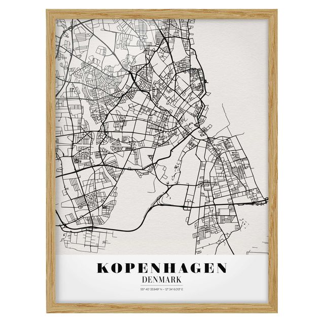 Poster con cornice - Copenhagen City Map - Classic - Verticale 4:3
