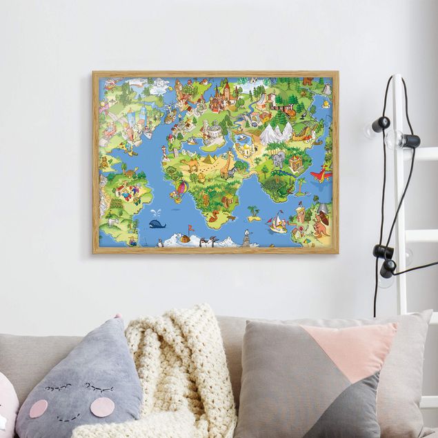 Poster con cornice - Great And Funny Worldmap - Orizzontale 3:4