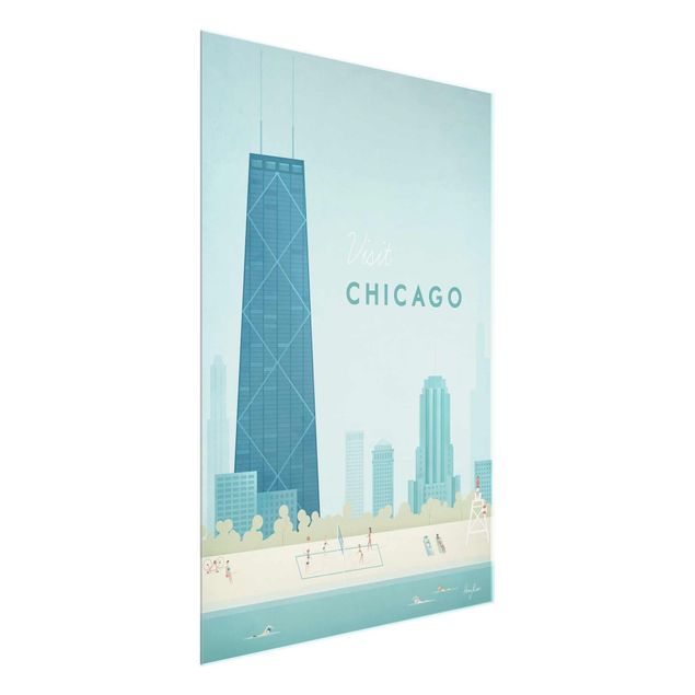 Quadro in vetro - Poster viaggio - Chicago - Verticale 4:3