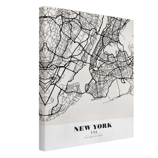 Quadri moderni per soggiorno Mappa di New York - Classica