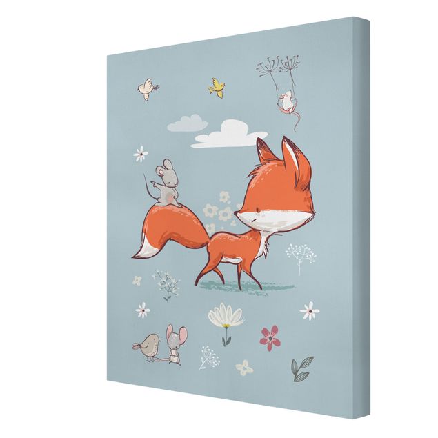 Stampa su tela - Fox And Mouse On The Move - Verticale 3:4