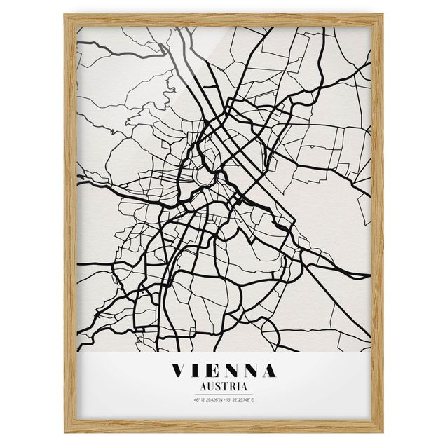 Poster con cornice - Vienna City Map - Classic - Verticale 4:3