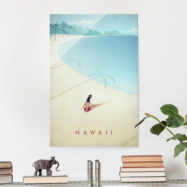 Lavagna magnetica in vetro Poster di viaggio - Hawaii