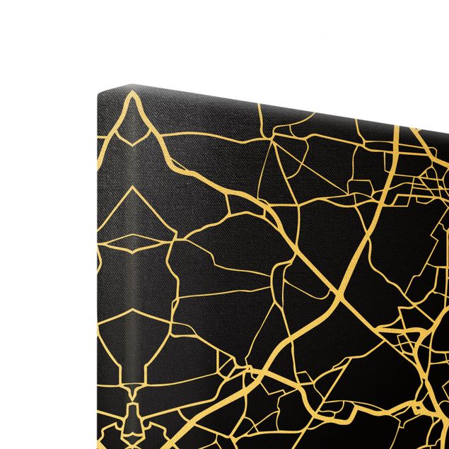 Quadro su tela oro - Pianta della città Stoccarda - Classico nero
