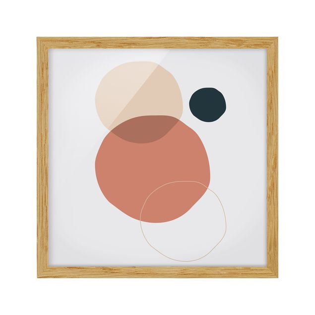Poster con cornice - Line Art Circles Pastello - Quadrato 1:1