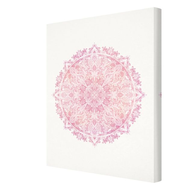 Stampa su tela - Mandala Watercolor Pink Rose Ornamento - Verticale 4:3