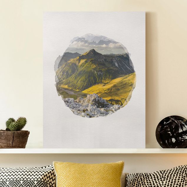 Quadri con montagne Acquerelli - Montagne e vallate delle Alpi della Lechtal in Tirol