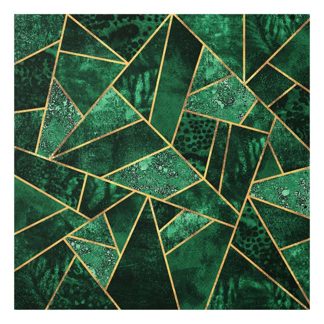 Quadro in vetro - Dark Emerald con oro - Quadrato 1:1
