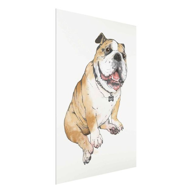 Quadro in vetro - Illustrazione Cane Bulldog Pittura - Verticale 4:3
