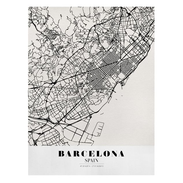 Stampa su tela Mappa di Barcellona - Classica