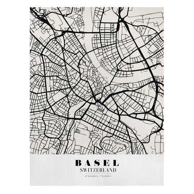 Stampa su tela Mappa di Basilea - Classica