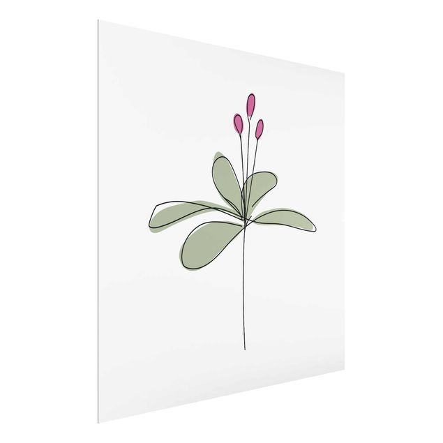 Quadro in vetro - Lily Line Art - Quadrato 1:1