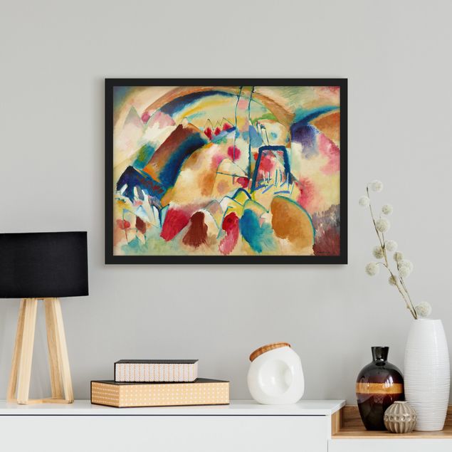 Abstrakte Malerei Wassily Kandinsky - Paesaggio con chiesa (Paesaggio con macchie rosse)