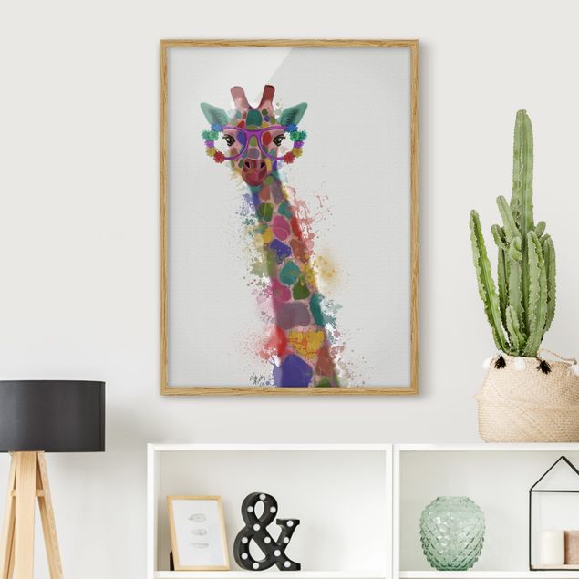 quadri con animali Giraffa con schizzi arcobaleno
