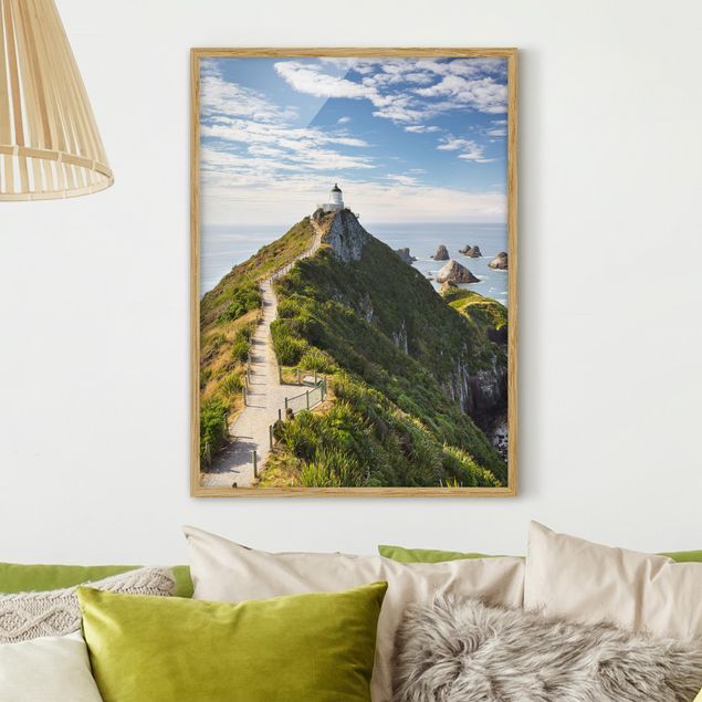 Poster con cornice - Nugget Point Lighthouse And Sea Zealand - Verticale 4:3