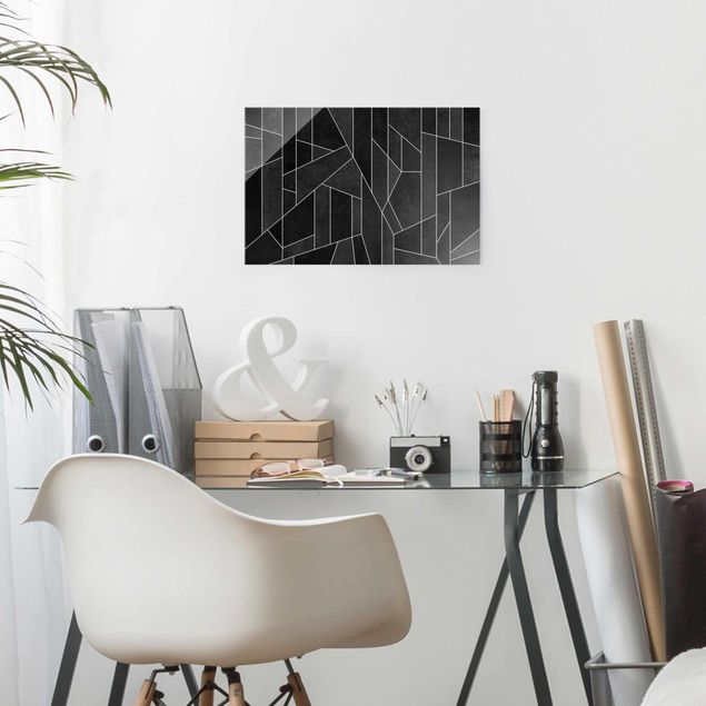 quadro astratto moderno Acquerello geometrico in bianco e nero