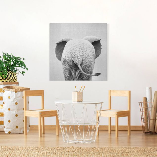 stampe animali Elefantino da dietro bianco e nero