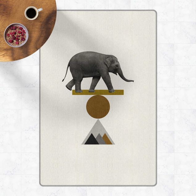 Tappeti grigi Elefante nell'arte dell'equilibrio