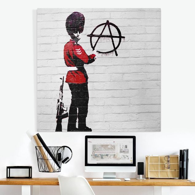 Stampe su tela bianco e nero Anarchist Soldier - Brandalised ft. Graffiti by Banksy