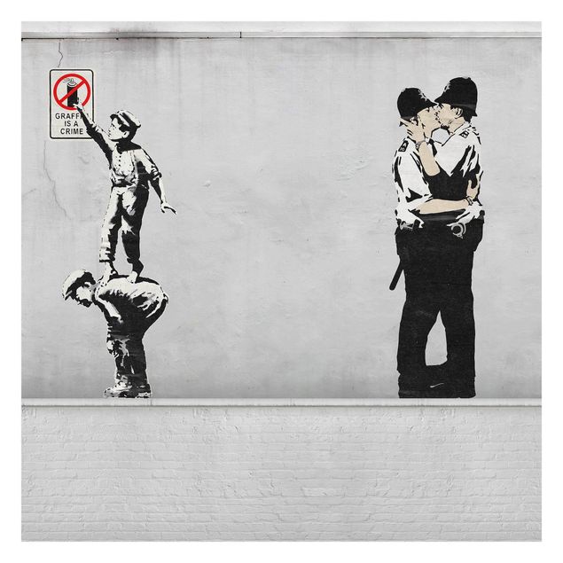 Carta da parati - Graffiti Is A Crime and Cops - Brandalised ft. Graffiti by Banksy