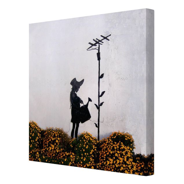 Stampa su tela - Banksy - Ragazza con annaffiatoio