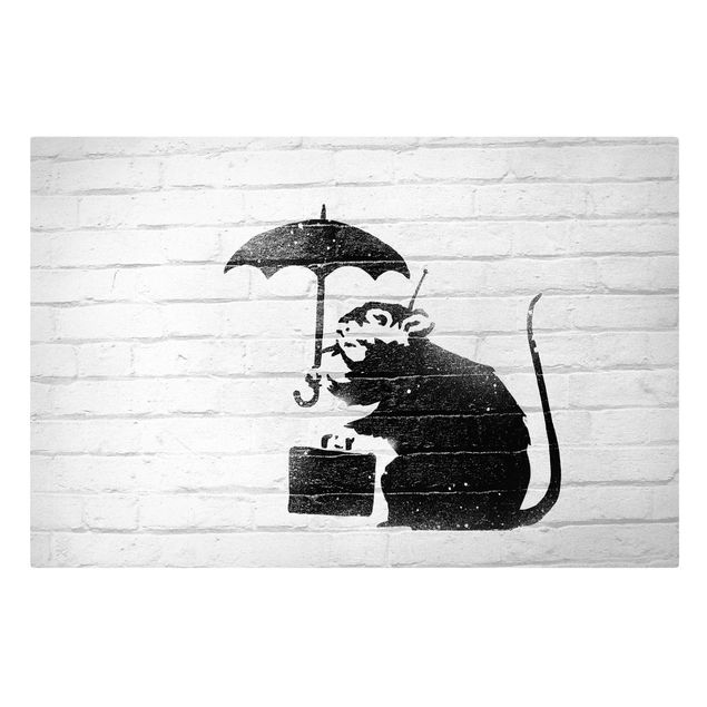 Stampe su tela Banksy - Ratto con ombrello