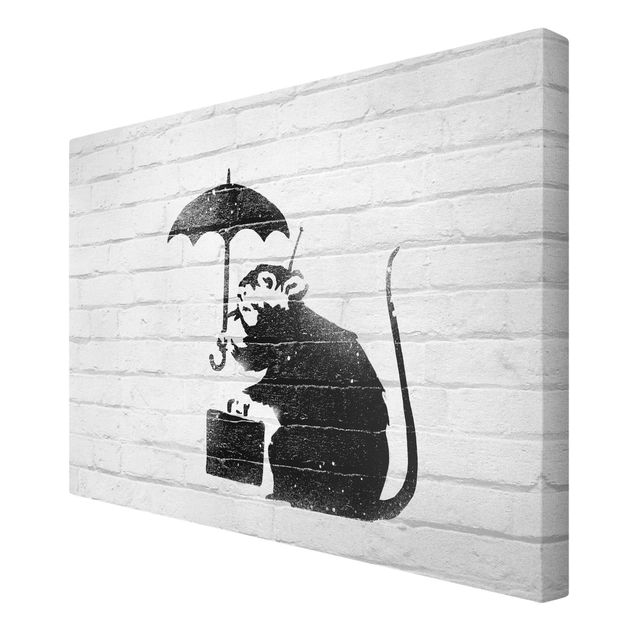 Stampa su tela - Banksy - Ratto con ombrello