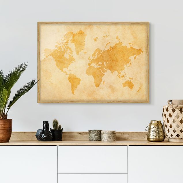 Poster con cornice - Vintage World Map - Orizzontale 3:4