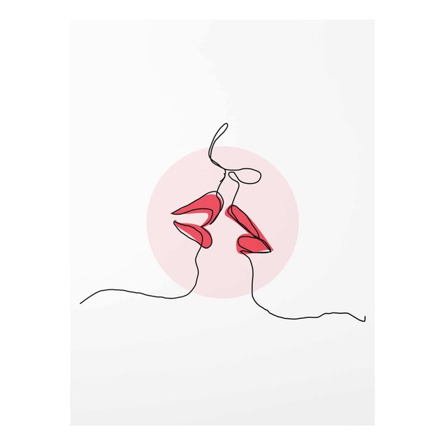 Quadro in vetro - Lips kiss Line Art - Verticale 4:3