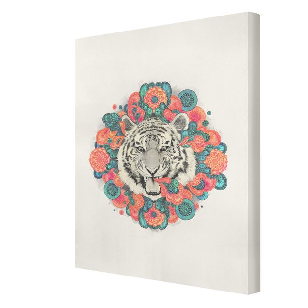 Stampe su tela animali Illustrazione - Tigre Disegno Mandala Paisley