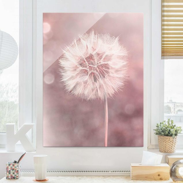 Lavagna magnetica vetro Bokeh di Soffione rosa chiaro