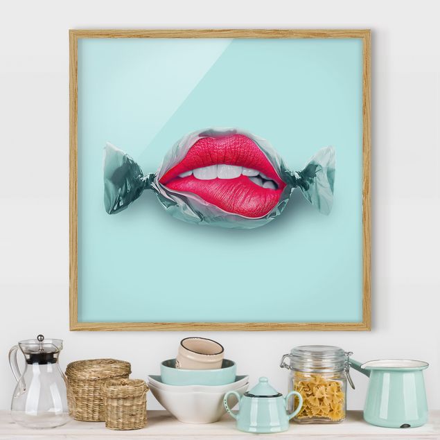 Poster con cornice - Candy Con Labbra - Quadrato 1:1