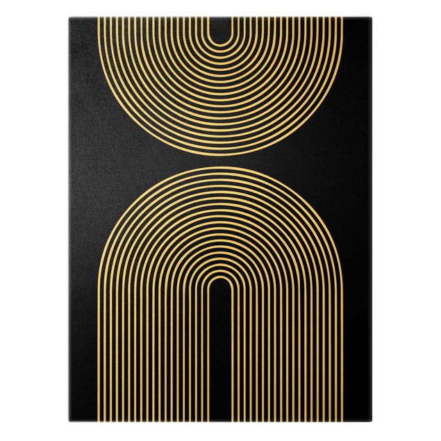 Quadro su tela oro - Forme geometriche - Arcobaleno bianco e nero