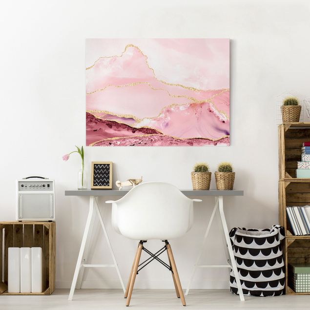 Riproduzione quadri su tela Estratto Monti rosa con Golden Lines