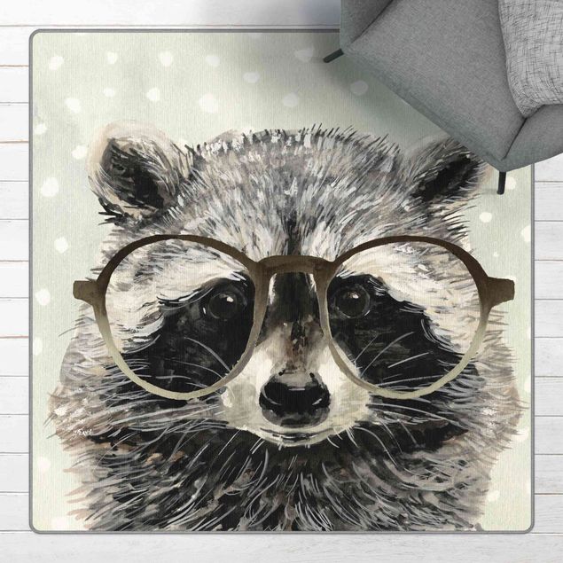 Tappeti grigi Animali con gli occhiali - Procione