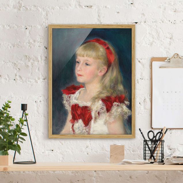 Poster con cornice - Auguste Renoir - Mademoiselle Grimprel With Red Ribbon - Verticale 4:3