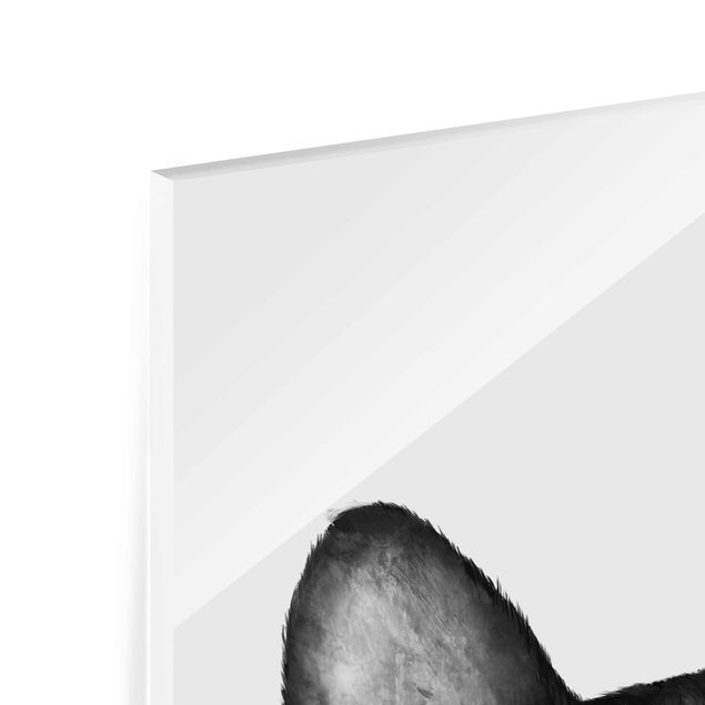 Quadro in vetro - Illustrazione Cane Corgi Bianco Nero Pittura - Quadrato 1:1