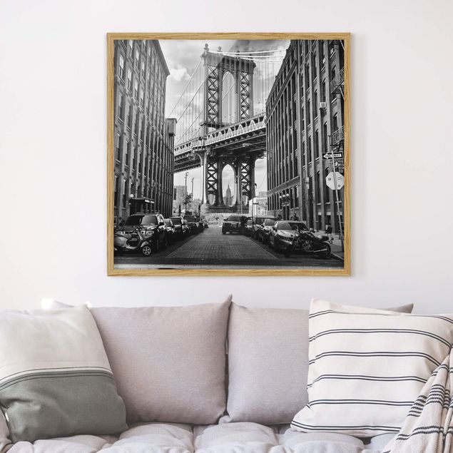 Poster con cornice - Manhattan Bridge In America - Quadrato 1:1