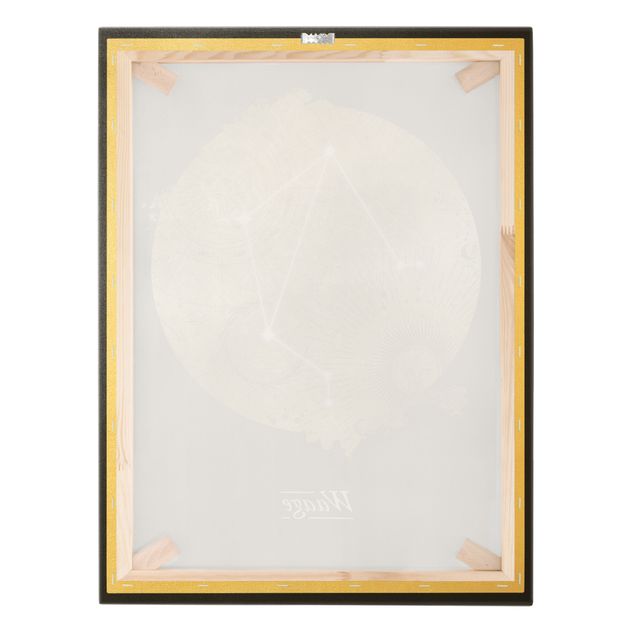 Quadro su tela oro - Segno zodiacale Bilancia in grigio e oro
