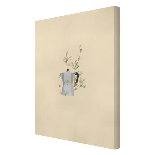 Stampa su tela - Bialetti con fiori - Formato verticale 2:3